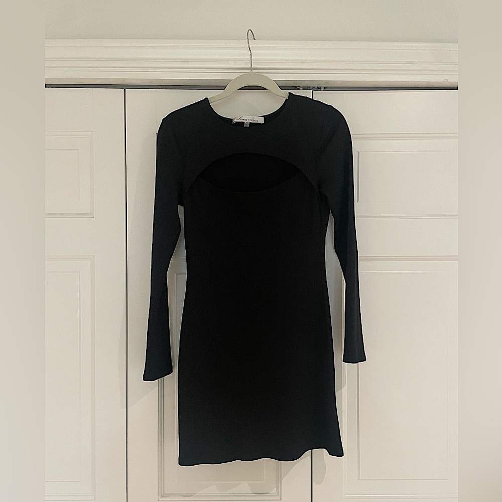 Revolve Lovers+Friends black cutout ribbed knit mini dress. Size medium